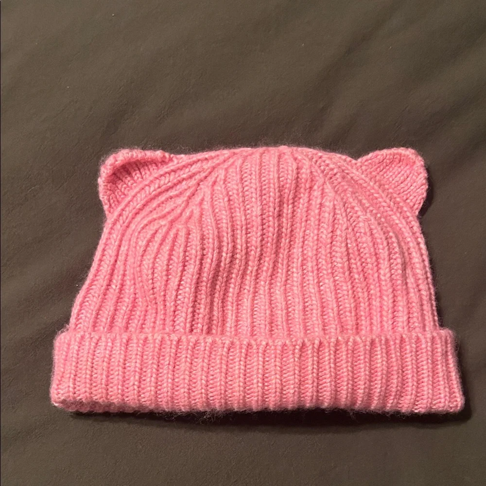 Adorable Pink Knit Beanie for Kids Cat Ear Beanie